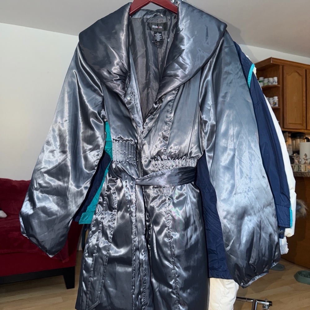 Shiny Silver Trench Coat